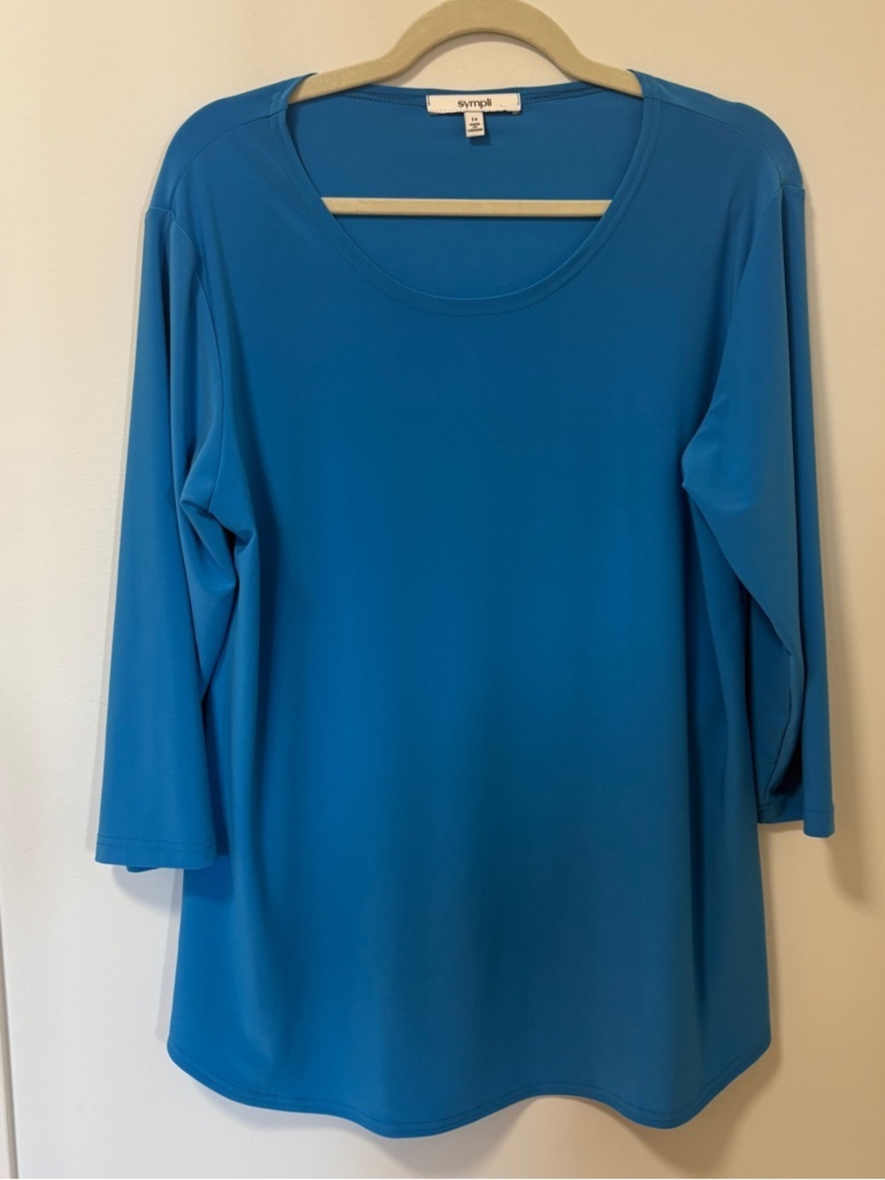 Sympli Classic T-Shirt Relax 3/4 Sleeves  Size 14 Blue minimalist travel staple